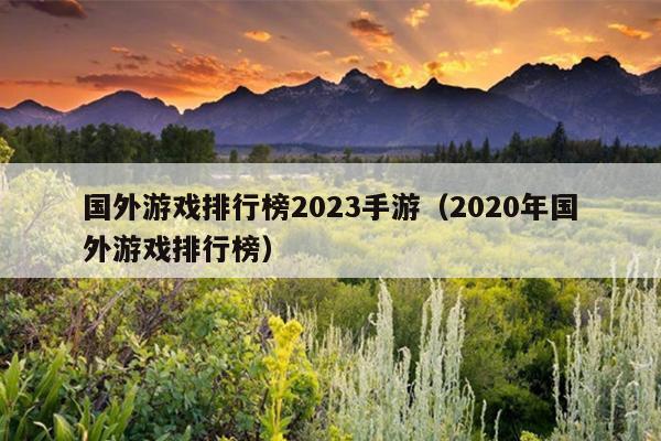 国外游戏排行榜2023手游（2020年国外游戏排行榜）