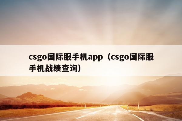 csgo国际服手机app（csgo国际服手机战绩查询）