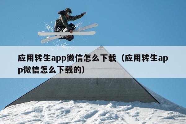 应用转生app微信怎么下载（应用转生app微信怎么下载的）