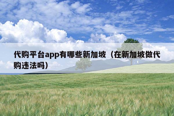 代购平台app有哪些新加坡（在新加坡做代购违法吗）