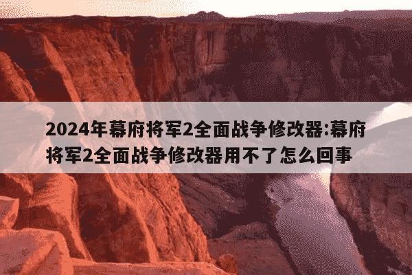 2024年幕府将军2全面战争修改器:幕府将军2全面战争修改器用不了怎么回事