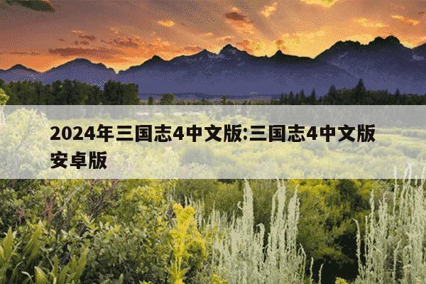 2024年三国志4中文版:三国志4中文版安卓版