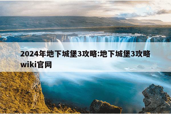 2024年地下城堡3攻略:地下城堡3攻略wiki官网