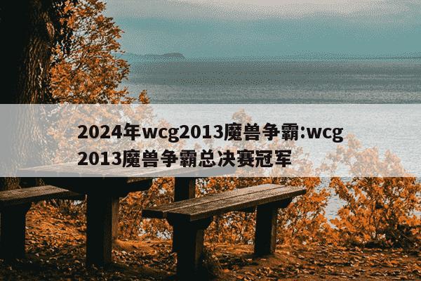 2024年wcg2013魔兽争霸:wcg2013魔兽争霸总决赛冠军