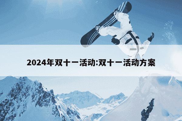 2024年双十一活动:双十一活动方案