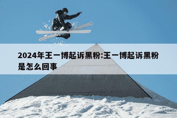 2024年王一博起诉黑粉:王一博起诉黑粉是怎么回事