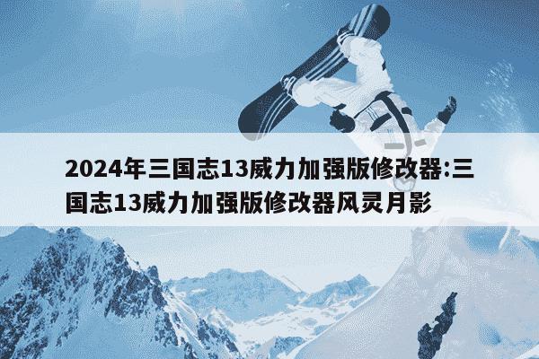 2024年三国志13威力加强版修改器:三国志13威力加强版修改器风灵月影