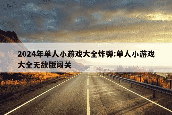 2024年单人小游戏大全炸弹:单人小游戏大全无敌版闯关