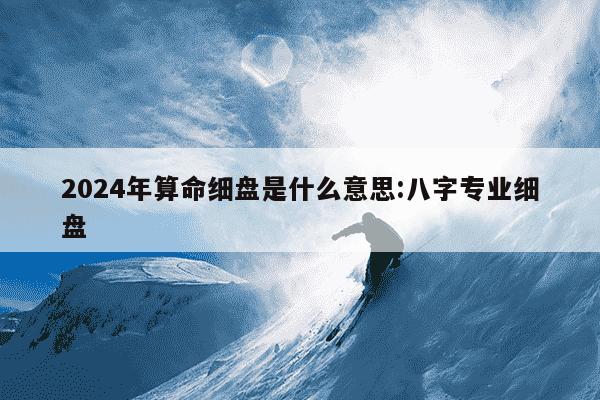 2024年算命细盘是什么意思:八字专业细盘