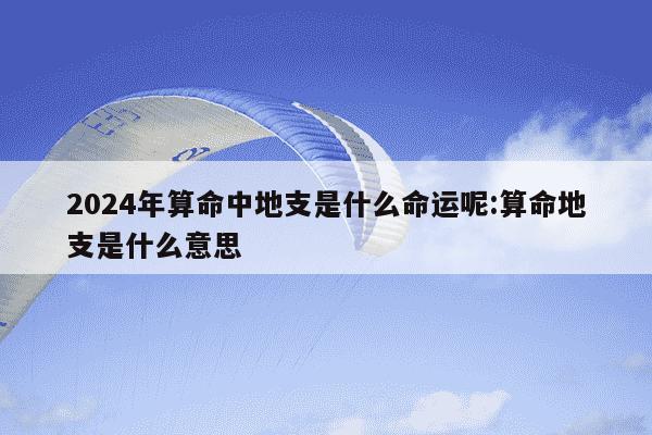 2024年算命中地支是什么命运呢:算命地支是什么意思