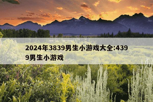 2024年3839男生小游戏大全:4399男生小游戏