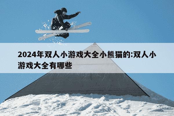 2024年双人小游戏大全小熊猫的:双人小游戏大全有哪些