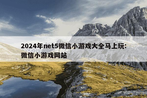 2024年net5微信小游戏大全马上玩:微信小游戏网站