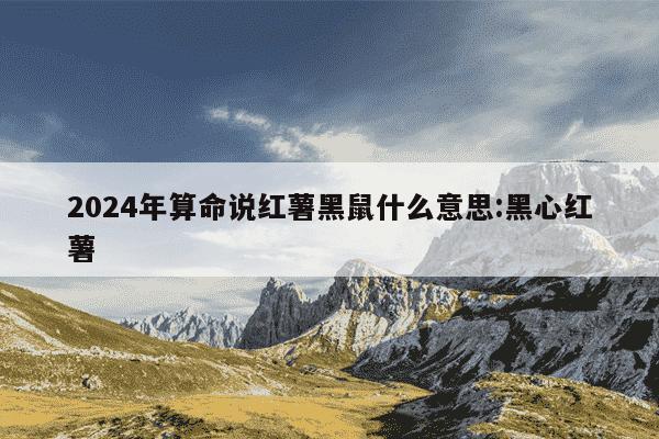 2024年算命说红薯黑鼠什么意思:黑心红薯