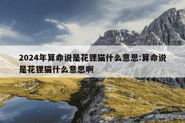 2024年算命说是花狸猫什么意思:算命说是花狸猫什么意思啊