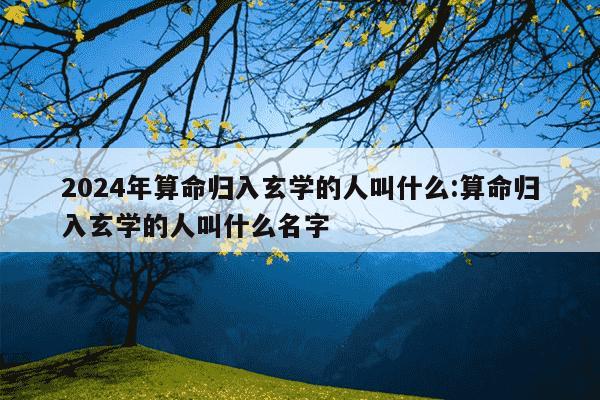 2024年算命归入玄学的人叫什么:算命归入玄学的人叫什么名字