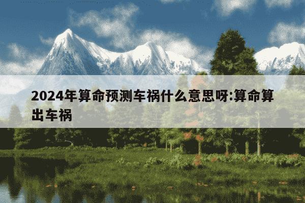 2024年算命预测车祸什么意思呀:算命算出车祸