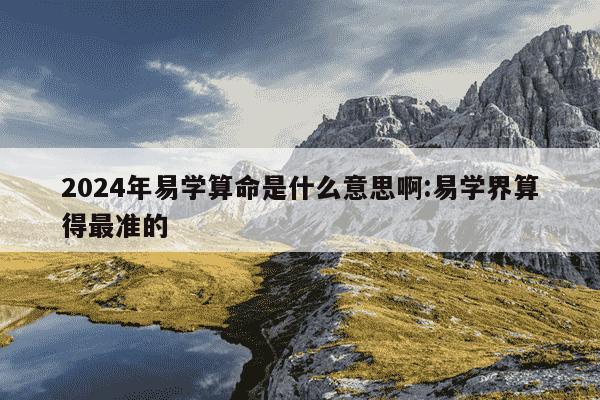 2024年易学算命是什么意思啊:易学界算得最准的