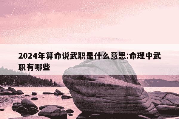 2024年算命说武职是什么意思:命理中武职有哪些