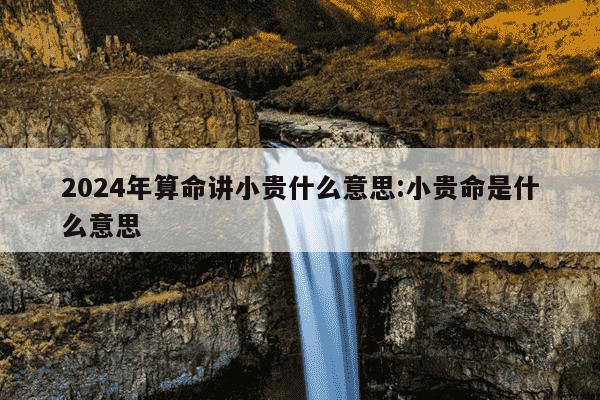 2024年算命讲小贵什么意思:小贵命是什么意思