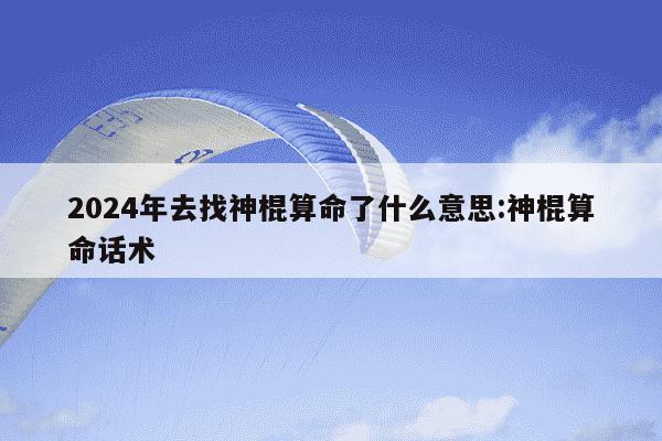 2024年去找神棍算命了什么意思:神棍算命话术