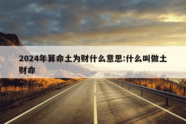 2024年算命土为财什么意思:什么叫做土财命