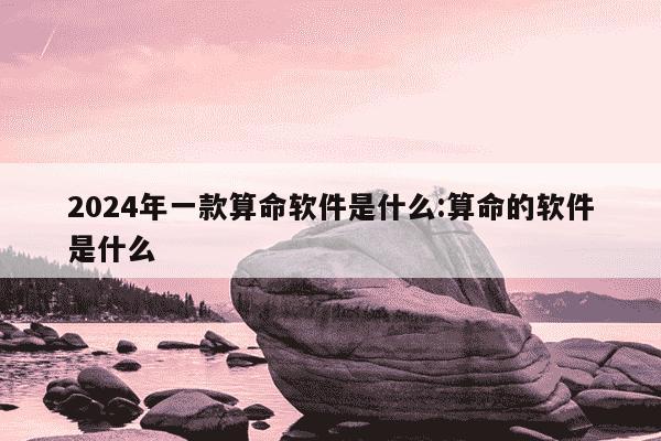 2024年一款算命软件是什么:算命的软件是什么