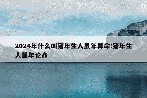 2024年什么叫猪年生人鼠年算命:猪年生人鼠年论命