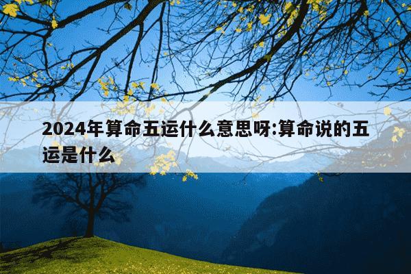 2024年算命五运什么意思呀:算命说的五运是什么