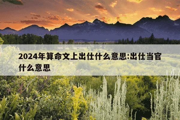 2024年算命文上出仕什么意思:出仕当官什么意思