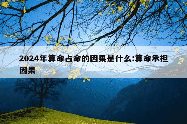 2024年算命占命的因果是什么:算命承担因果