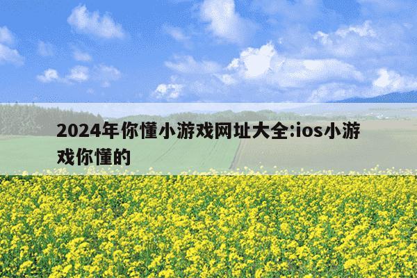 2024年你懂小游戏网址大全:ios小游戏你懂的