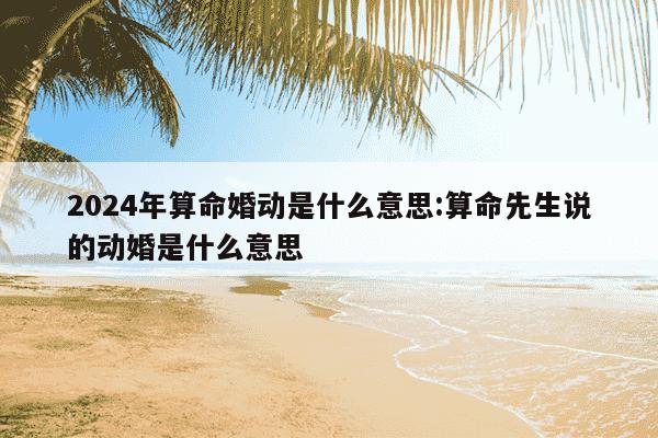 2024年算命婚动是什么意思:算命先生说的动婚是什么意思