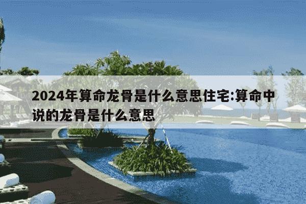 2024年算命龙骨是什么意思住宅:算命中说的龙骨是什么意思