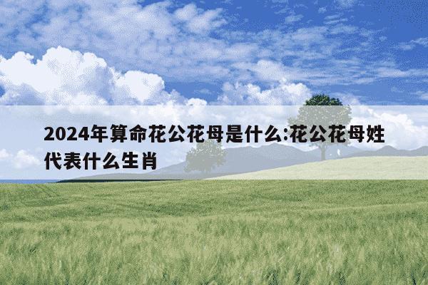 2024年算命花公花母是什么:花公花母姓代表什么生肖