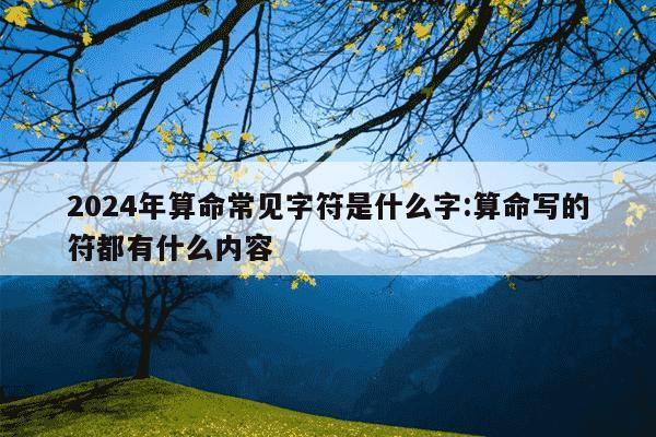 2024年算命常见字符是什么字:算命写的符都有什么内容