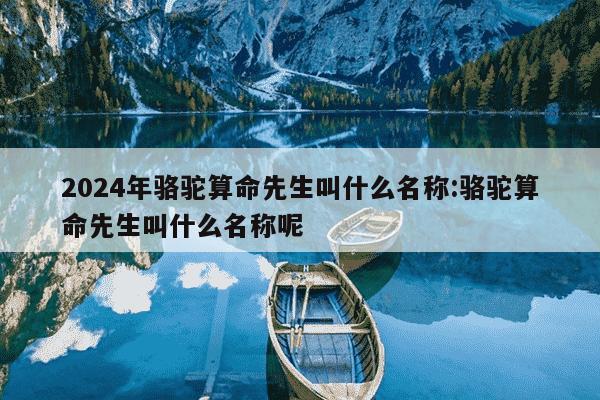 2024年骆驼算命先生叫什么名称:骆驼算命先生叫什么名称呢