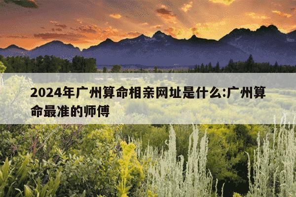 2024年广州算命相亲网址是什么:广州算命最准的师傅