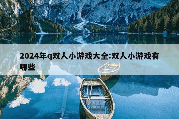 2024年q双人小游戏大全:双人小游戏有哪些